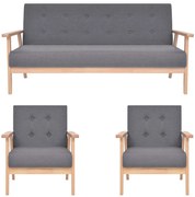 vidaXL Set de canapele, 3 piese, gri închis, material textil