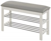 Banca ST11 cu spatiu pentru pantofi alb/gri L81 cm