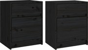 vidaXL Noptiere, 2 buc., negru, 40x31x50 cm, lemn masiv de pin