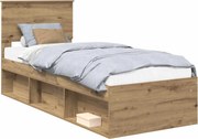 vidaXL Cadru de pat Stejar artizanal 75 x 190 cm Lemn de pin masiv