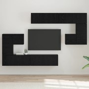 vidaXL Set comodă TV Pe perete 8 pcs Stejar negru