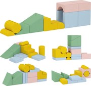 AIYAPLAY Set de blocuri moi pentru copii, set textil 12 piese, spumă, husă din catifea reiată, lavabil, pastelat | Aosom Romania