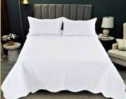 Cuvertura Pat 2 Persoane Din Catifea 3 Piese - Alb