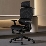 VÉRION PRO MESH – Scaun ergonomic, functie translatie sezut, cotiere reglabile 3D, tetiera 3D, suport lombar reglabil, spătar reglabil inaltime, pivotant, suport picioare, Negru
