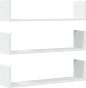 vidaXL Rafturi de perete, 3 buc., alb, 80x18x18 cm, lemn prelucrat