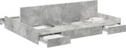 vidaXL Cadru de pat cu depozitare cu sertar Gri din beton 160 x 200 cm