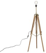Lampă de podea rustică trepied lemn cu alamă antică - Cortin