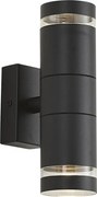 Lampă de perete modernă de exterior neagră cu 2 lumini IP44 - Dubbla