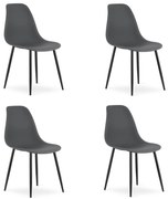 Set 4 Scaune Bucatarie/Dining Velo Plus Gri Inchis