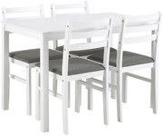 MAZZONI EXPORT Set TORINO masă + 4 scaune Alb/Gri deschis (material Sawana 21) - SET DE LEMN PENTRU BUCĂTĂRIE/SUFRAGERIE
