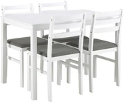 MAZZONI EXPORT Set TORINO masă + 4 scaune Alb/Gri deschis (material Sawana 21) - SET DE LEMN PENTRU BUCĂTĂRIE/SUFRAGERIE
