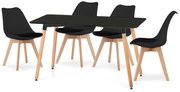 Set de sufragerie negru 1 + 4, masa BERGEN 120 + scaune BALI MARK