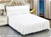 Husa Pat din Satin cu Volanase + 2 Fete de Perna, Alb