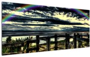 Tablou cu curcubeu deasupa mării (120x50 cm)