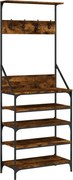 vidaXL Suport de haine cu raft de pantofi stejar fumuriu, 70x34x184 cm