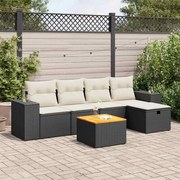 vidaXL Set mobilier de grădină cu perne, 6 piese, negru, poliratan