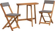 vidaXL Set bistro cu pernă 3 pcs Ulei Natural Lemn Solid de Acacia