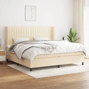 vidaXL Pat box spring cu saltea, crem, 200x200 cm, textil
