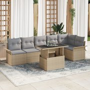 vidaXL Set de canapele pentru grădină cu pernă 7 pcs Bej Rattan poli