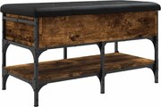 vidaXL Bancă de pantofi, stejar fumuriu, 82x42x45 cm, lemn prelucrat