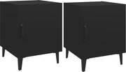 vidaXL Noptiere, 2 buc., negru, lemn prelucrat