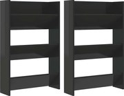 vidaXL Pantofare de perete, 2 buc., negru extralucios, 60x18x90 cm PAL