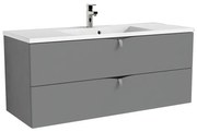 Set dulap baza suspendat gri Oristo Siena cu 2 sertare si lavoar din compozit Amelia 120 cm