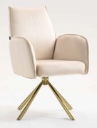 HR280 BAZĂ STEA Scaun Crem din Catifea cu Bază Aurie