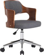 vidaXL Scaun de birou pivotant, gri, lemn curbat și material textil