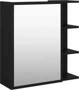 vidaXL Dulap de baie cu oglindă, negru, 62,5x20,5x64cm, lemn prelucrat