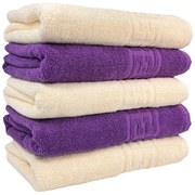 Set 5 Prosoape Baie, Bumbac 100%, Mov   Bej