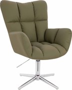 HR650CROSS Scaun Khaki Piele Ecologica Premium Soft cu Bază Cromata