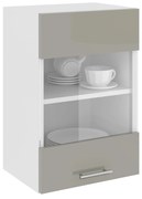 Corp haaus Karo, O Usa, cu sticla, Gri Lucios/Alb, MDF, 40 x 30 x 60 cm