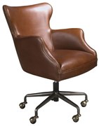 Scaun de birou pivotant design LUX, Piele Naturala, Dark brown
