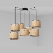 Lustra suspendata cu 7 pendule design natural MAMBO 45cm negru/ratan