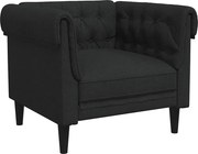 vidaXL Fotoliu Chesterfield, negru, material textil