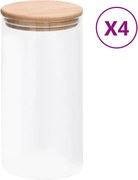 vidaXL Borcane de depozitare din sticlă capac de bambus 4 buc. 1200 ml