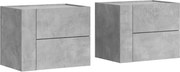 vidaXL Noptiere de perete, 2 buc., gri beton, 45x30x35 cm