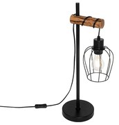 Lampă de masă rustică neagră cu lemn - Stronk