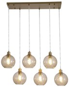 Lustra cu 6 pendule metal auriu, sticla champanie Radiance