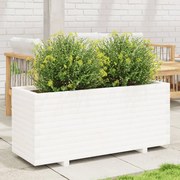 vidaXL Jardinieră de grădină, alb, 110x40x49,5 cm, lemn masiv de pin