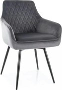 Scaun MARLO, gri - Bluvel 14, stofa catifelata/metal, 55x58x88 cm