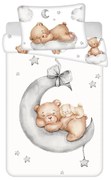 Lenjerie de pat pentru copii albă din bumbac pentru pătuț 100x135 cm Teddy Bear "Ribbon" – Jerry Fabrics