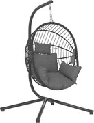 Outsunny Scaun Suspendat Ou, Inclusiv Pernă, Fotoliu, 120 cm x 106 cm x 188 cm, Gri | Aosom Romania