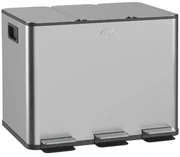 HOMCOM Coș de Gunoi cu 3 Compartimente de 20L, cu Pedală și Capace Silențioase, Ideal pentru Organizare, Dimensiuni 61,9x36,6x56,7 cm, Argintiu | Aosom Romania