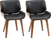 HOMCOM Set de 2 Scaune de Sufragerie Stil Vintage Îmbunătățite în Lemn și Piele Sintetică PU, Negru și Lemn | Aosom Romania