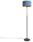 Lampă de podea neagră cu abajur din catifea cu fluturi 35 cm - Parte