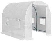 Outsunny Seră de Grădină Tip Tunel cu Cadru din Oțel și 4 Ferestre în PE 2.5x2x2m, Alb | Aosom Romania