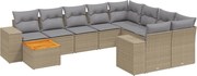 vidaXL Set canapele de grădină cu perne, 10 piese, bej, poliratan