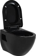 vidaXL Vas de toaletă cu montare pe perete, ceramică, negru